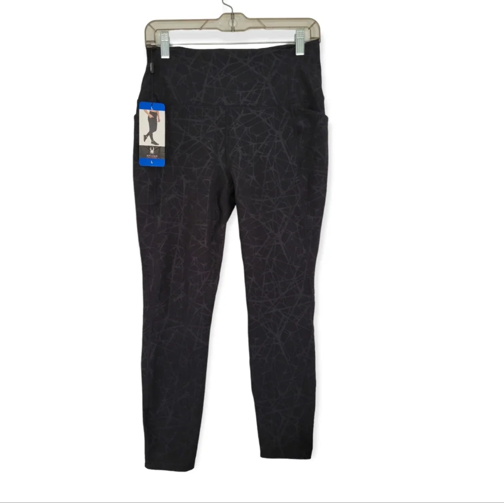 Spyder Black Web Print High Rise Active Performance Pants Leggings - Picture 5 of 9